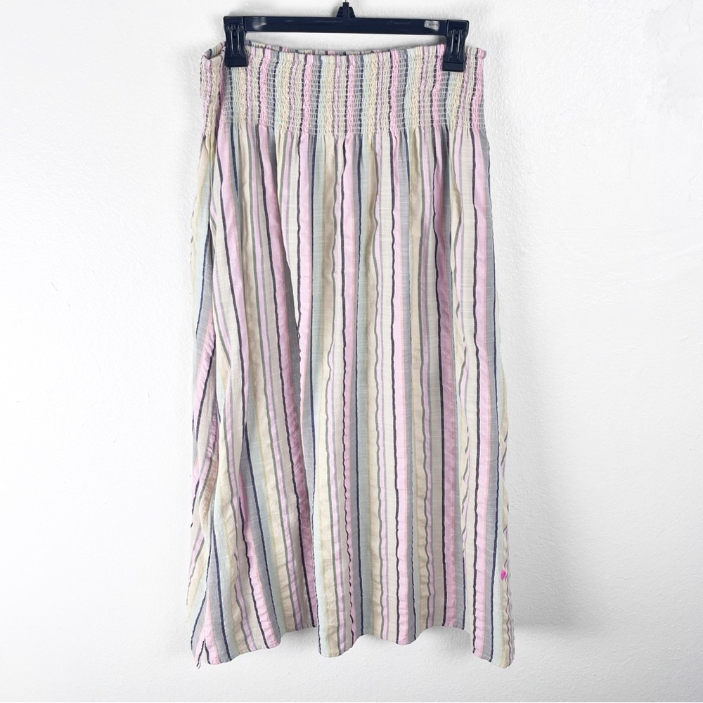 KERRI ROSENTHAL Martin 100% Cotton Smocked Elastic Waistband Pockets Skirt Large